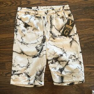 Vibes Men Printed Board Shorts 13" Inseam Ecru Black Sz L